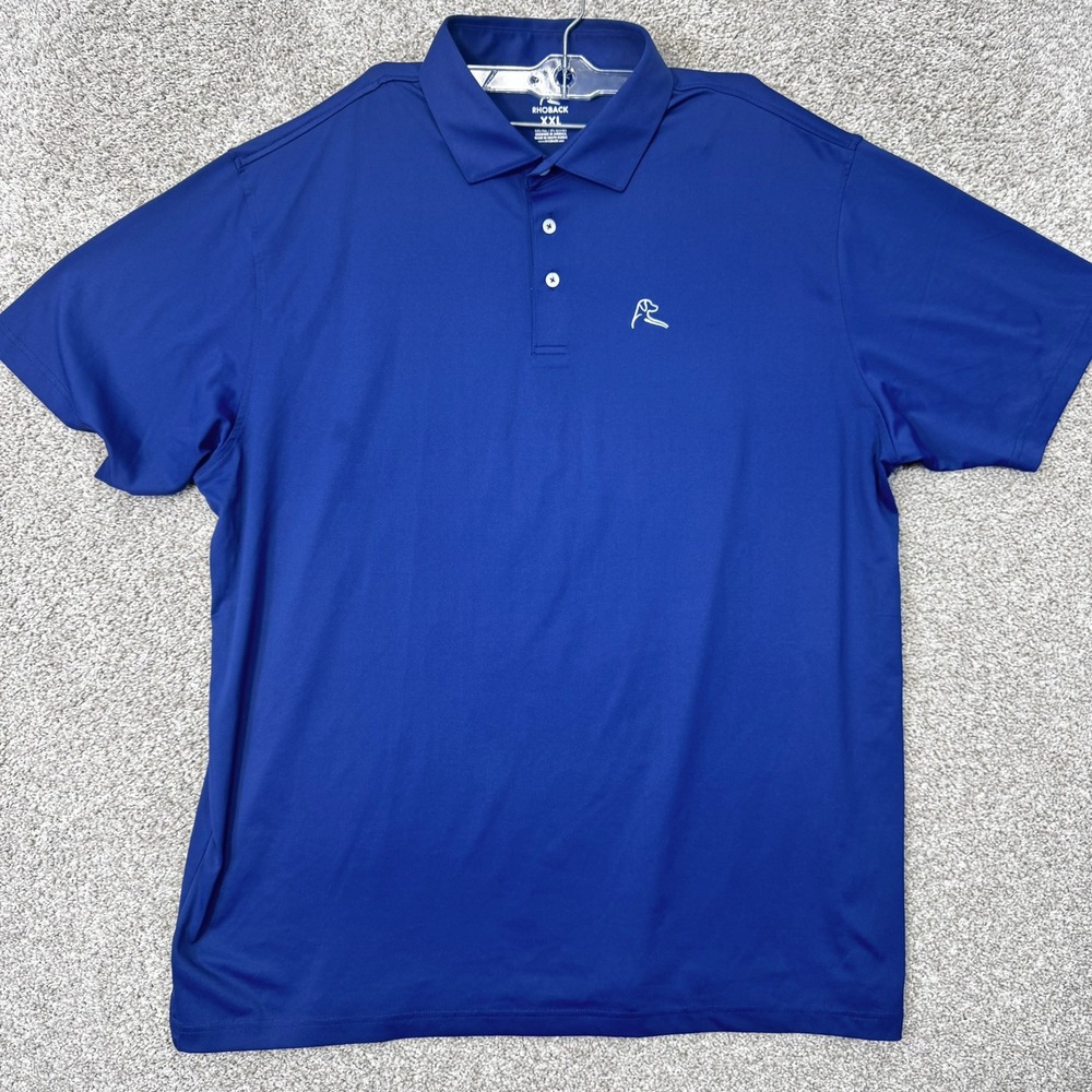 Rhoback Polo Men XXL Royal Blue Performance Short Sleeve Solid EUC
